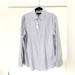 Banana Republic -Spread Collar Non-Iron  Check Shirt- Royal Blue.Slim Fit Size M